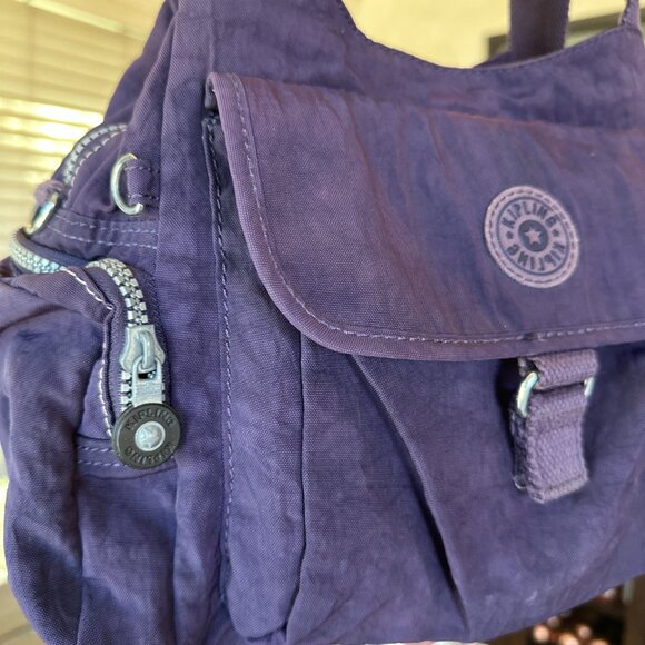 Kipling Purple Nylon Felix Zip Top Shoulder Bag, Preowned - Picture 2 of 12